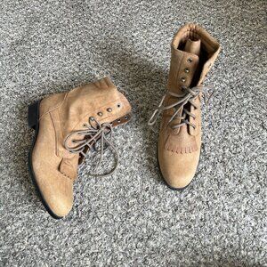 Acme Vintage Brown Leather Kiltie Roper Western Lace Up Ankle Boots 6.5 New